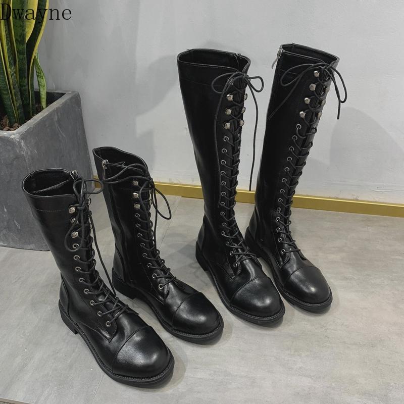 

Autumn And Winter British Wind Black Lace Boots Female Thick With Casual Wild Outdoor Knight Single, Beige