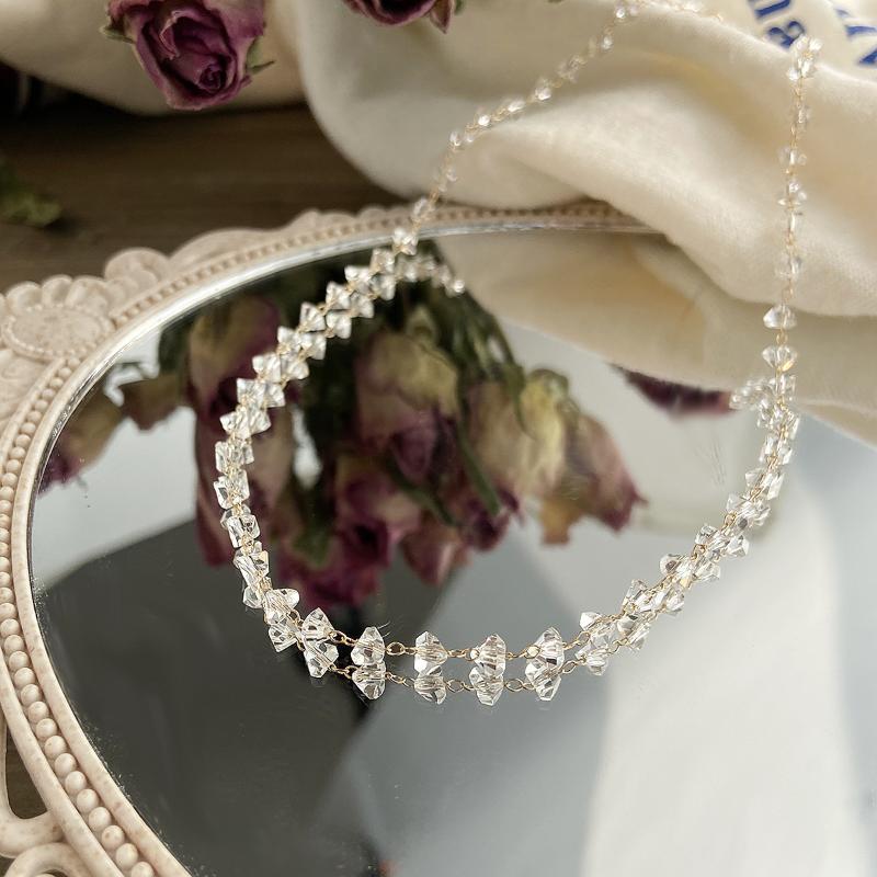 

Chokers Women Cubic Zirconia Necklace Jewelry CZ Crystal Choker 18 Pcs Pearl Box Chain Kolye Collares Bijoux