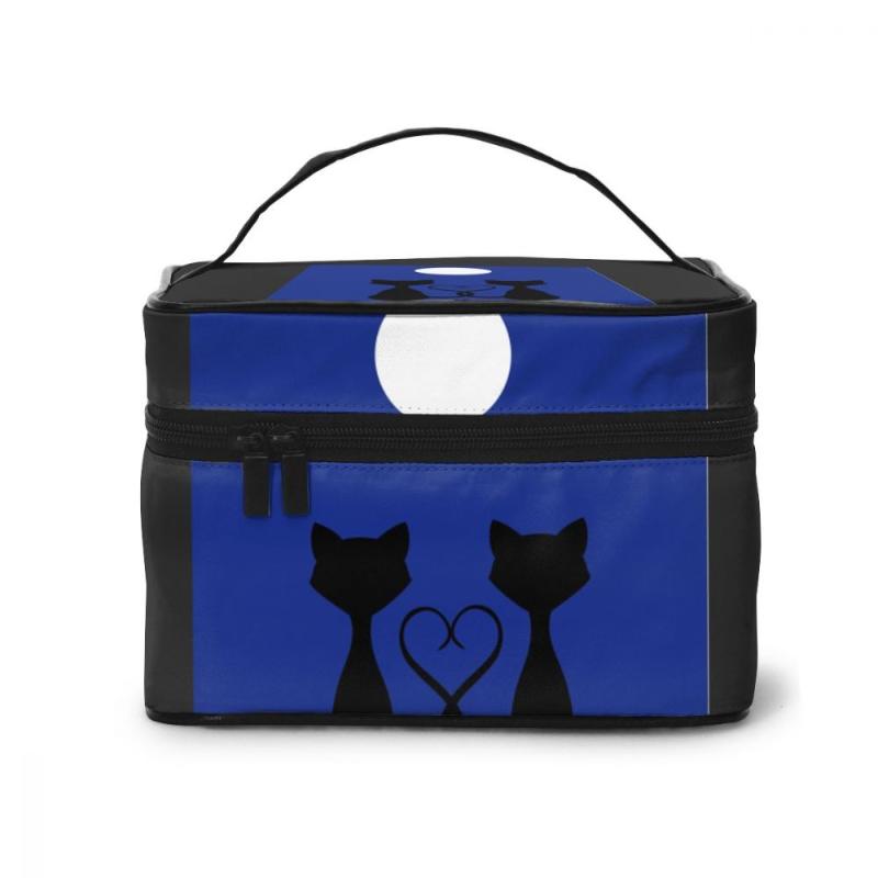 

High Capacity Makeup Bag Travel Cosmetic Bag Cats Silhouettes In The Moonlight Beauty, One color