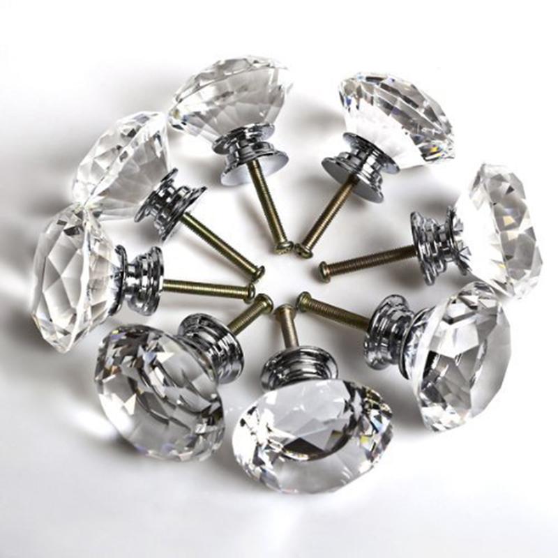 

8pcs Clear Acrylic 40mm Diamond Shape Knob Cupboard Drawer Pull Handle Knobs Brand New Knobs and Kandles for Furniture Drawers