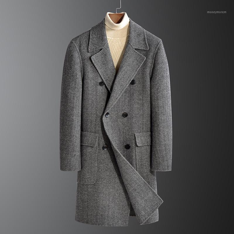

2020 and men's clothing in the Chinese wind double-sided wool coat long fashion leisure coat1, Gray