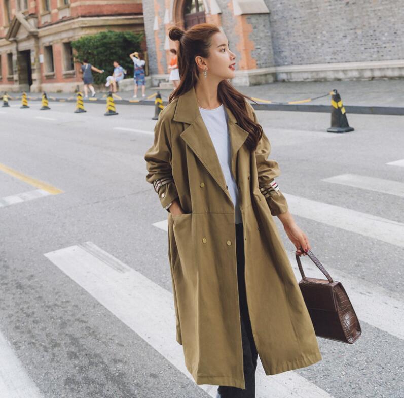 

2021 Trench Coat of New Women Fashion Outerwear Elegant Female Jacket Ds50160 I862, Khaki women trench.