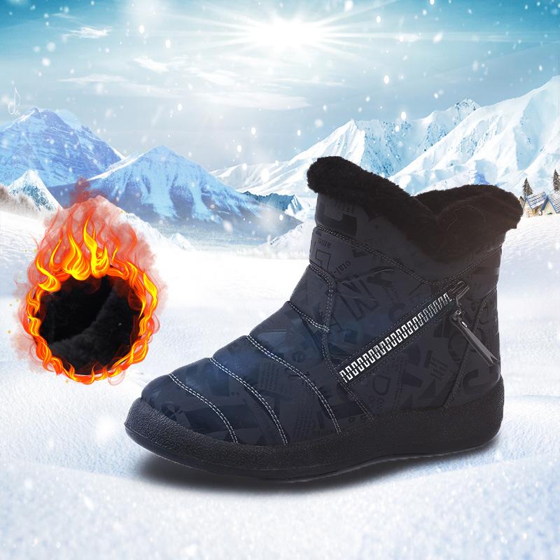 

Winter Snow Women Boots Flat Warm Fur Boots Women Slip on Waterproof Shoes Unisex Rubber Plush Winter Shoes, Black