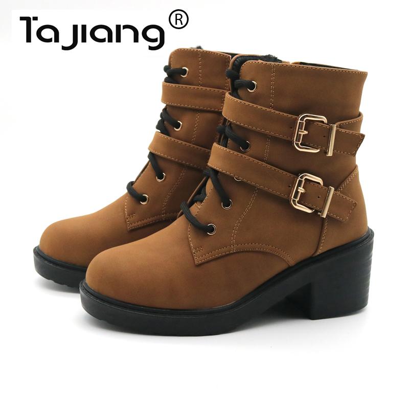 

Ta Jiang 2020 winter new high-heeled ladies nude boots soft warm snow boots with metal buckle decoration women-T260, Brown mesh - autumn