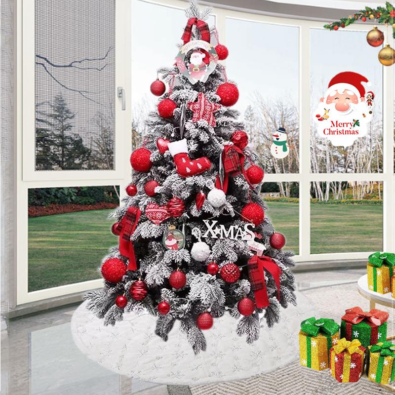 

1pc White Christmas Tree Skirt Snowflake Plush Fur Carpet Xmas Tree Ornaments Navidad Floor Mat New Year Natal Noel Decoration