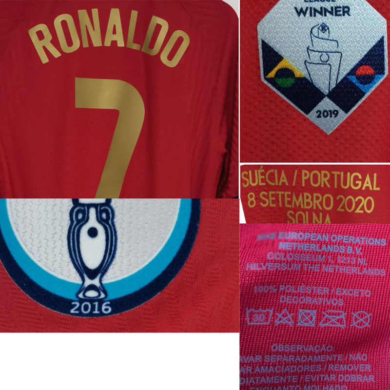 

2020 Match Worn Playe issue Ronaldo Joao Felix Bernardo PEPE Fernandes With 100 Goals Match Details Soccer Patch Badge, Leave you want name num