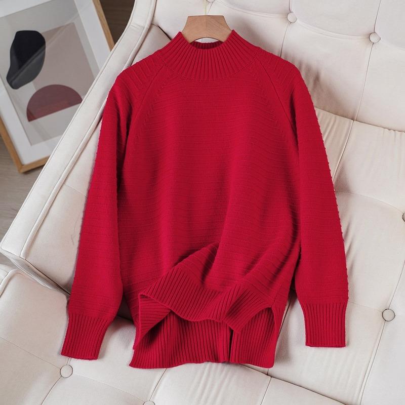 

Women's Sweaters Autumn Long Sleeve Knitted Sweater Women Half Turtleneck Female Pullover Winter Casual Jumpers 17289, White;black