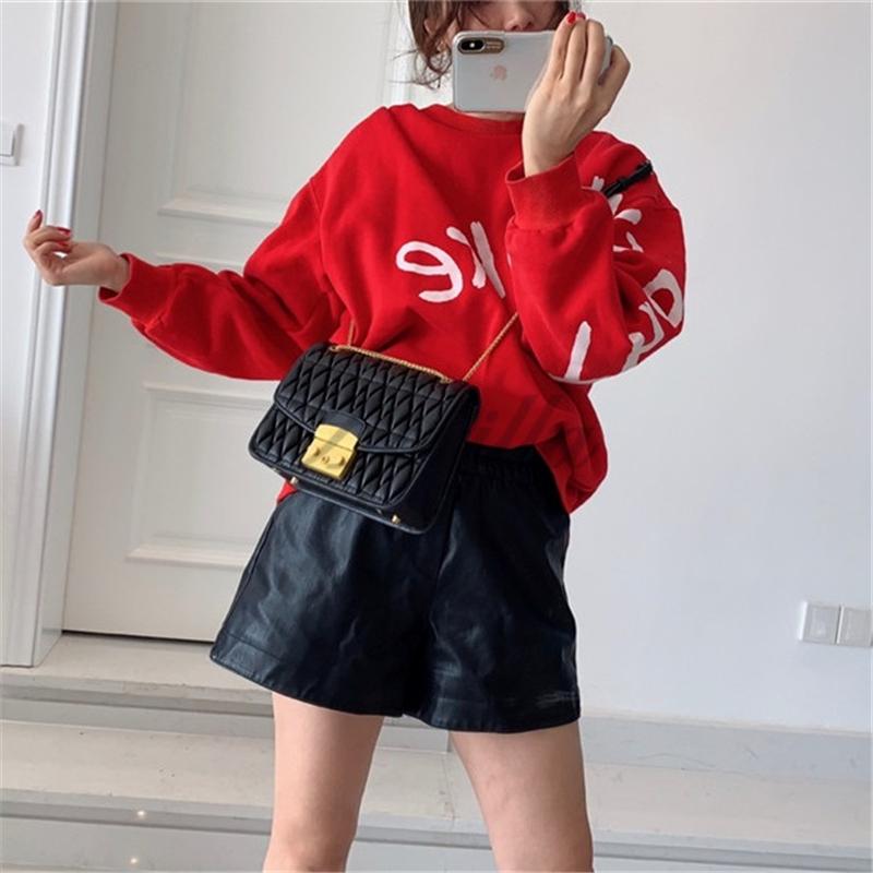 

208# Aprilla 17cm Fashion lady Shoulder Bags Genuine real leather Woman Handbags Women messenger bags, Black