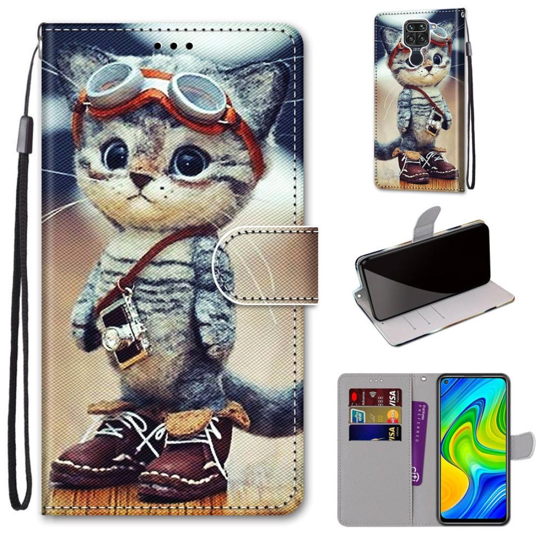 

For Xiaomi Redmi Note 9 10X 4G Coloured Drawing Cross Texture Horizontal Flip PU Leather Case with Holder Card Slots Wallet Lanyard