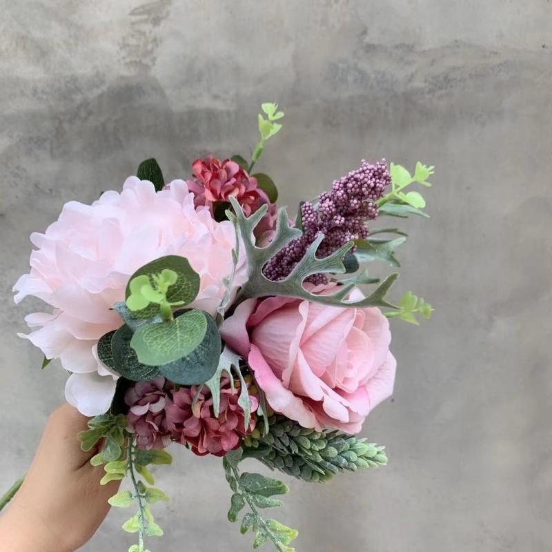 

Mix flower Bouquet Artificial Flowers bridal bouquet wedding flower Home Party Travel ornaments, As pic