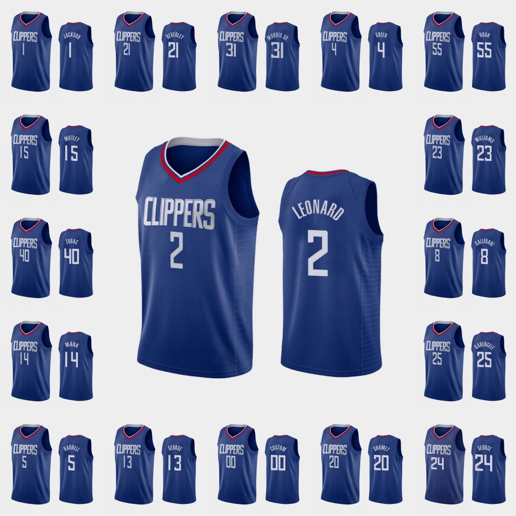 

Los Angeles Clippers Men's Paul George Kawhi Leonard Lou Williams Reggie Jackson Joakim Noah NBA Blue Custom Icon Jersey, Black