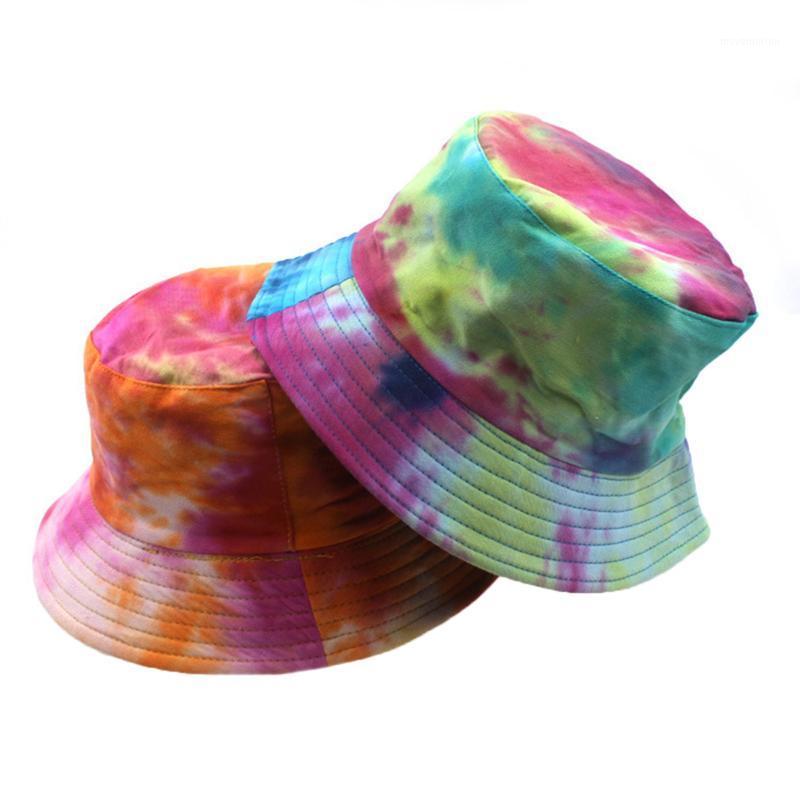 

Fashion Women Sun Hat 2020 Multicolored Tie-dye Wide Brim Packable Sun Hats Boonie Caps for Adults1, As photo shows