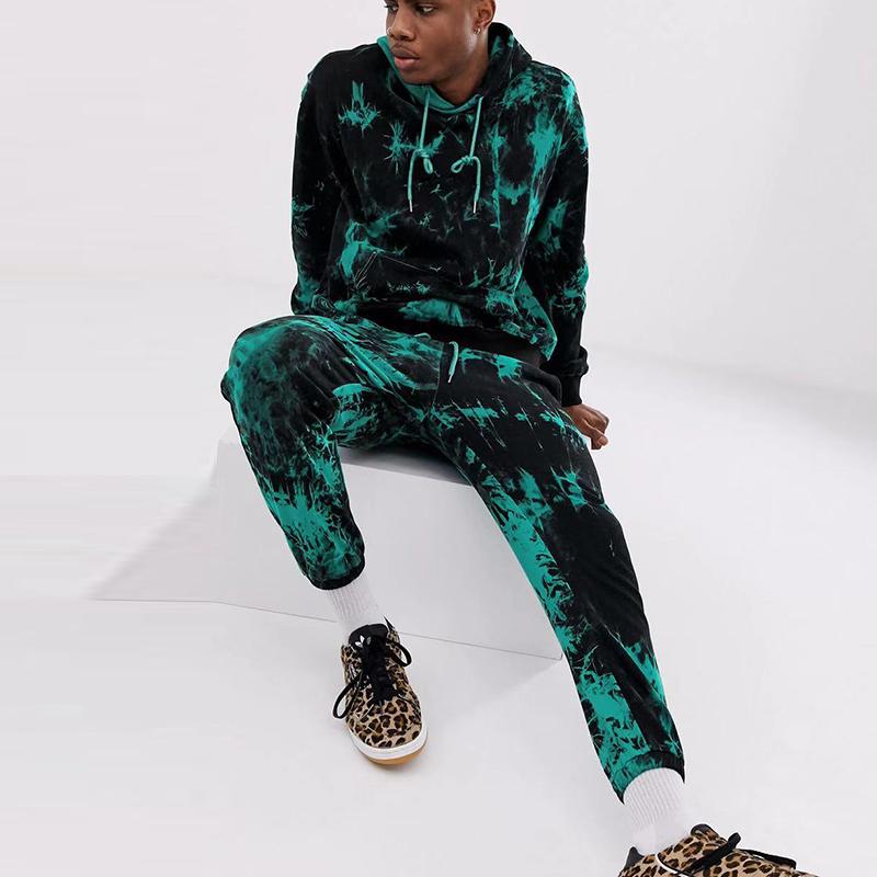 

2020 autumn and winter new men's casual suit 3D digital printing squandered hooded sports suit men
