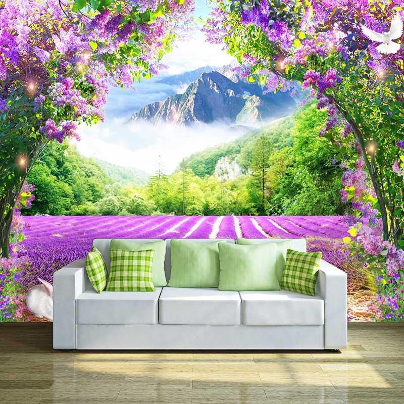 

Drop Shipping Custom Photo Wallpaper Fresh Lavender Flower Vine Arch 3D Wallpaper Modern Bedroom Sofa Decoration Papel De Parede1, As pic