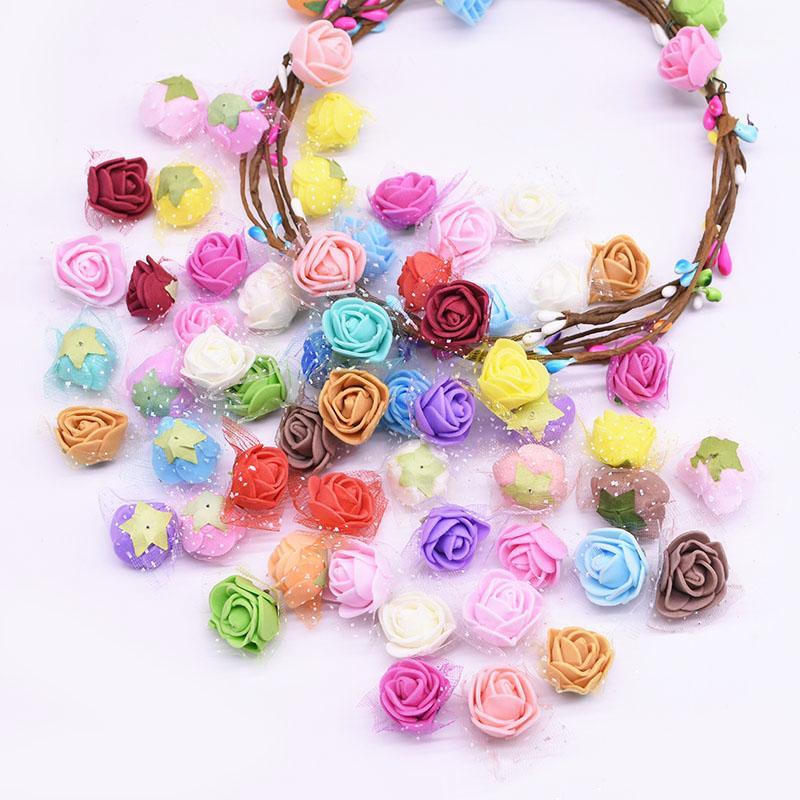 

100pcs 2cm Mini Foam Rose Artificial Flower Heads DIY Handmade Roses Supplies Wedding Party Gift Boxes Wreath Decoration Crafts1, Pe20