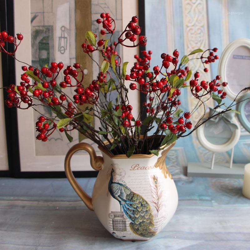 

New 1pcs Multi Colors 45cm DIY Fake Fruit Berries Artificial Pomegranate Cherry Bouquet For Christmas Home Decorative1, Black