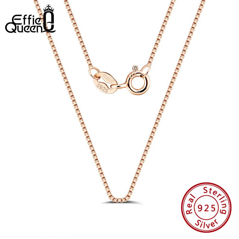 

Effie Queen 0.6mm 1mm 1.5mm Box Chain Necklace Real 925 Sterling Silver Neck Chain for Women Men Jewelry Wholesale SC07R