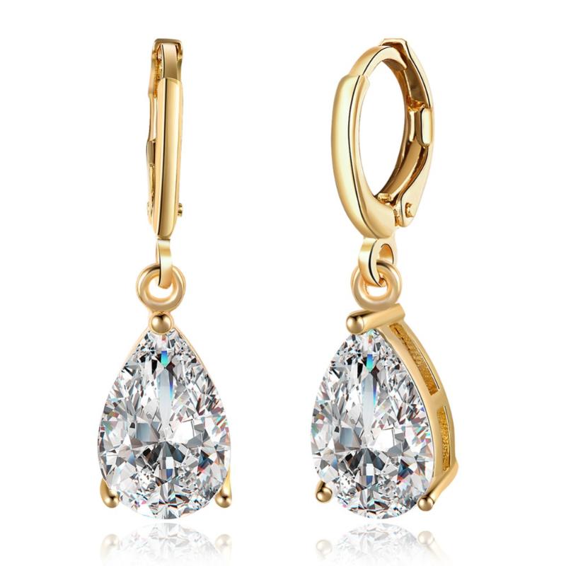 

Wholesales 1 Pair Fashion Women Stylish Gold / Silver Color water drop Crystal Earrings Women Girl Jewelry Pendante Femme