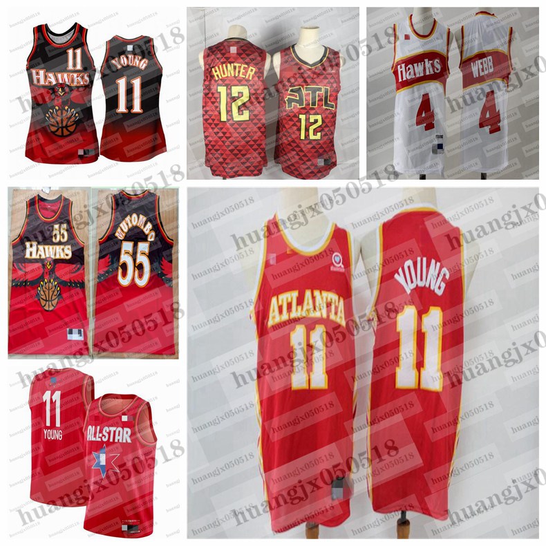 

Mens Dikembe 55 Mutombo 8 Steve Smith 11 Young Atlanta Hawks NBA#13;Mitchell & Ness Basketball Jerseys pants, Black;red