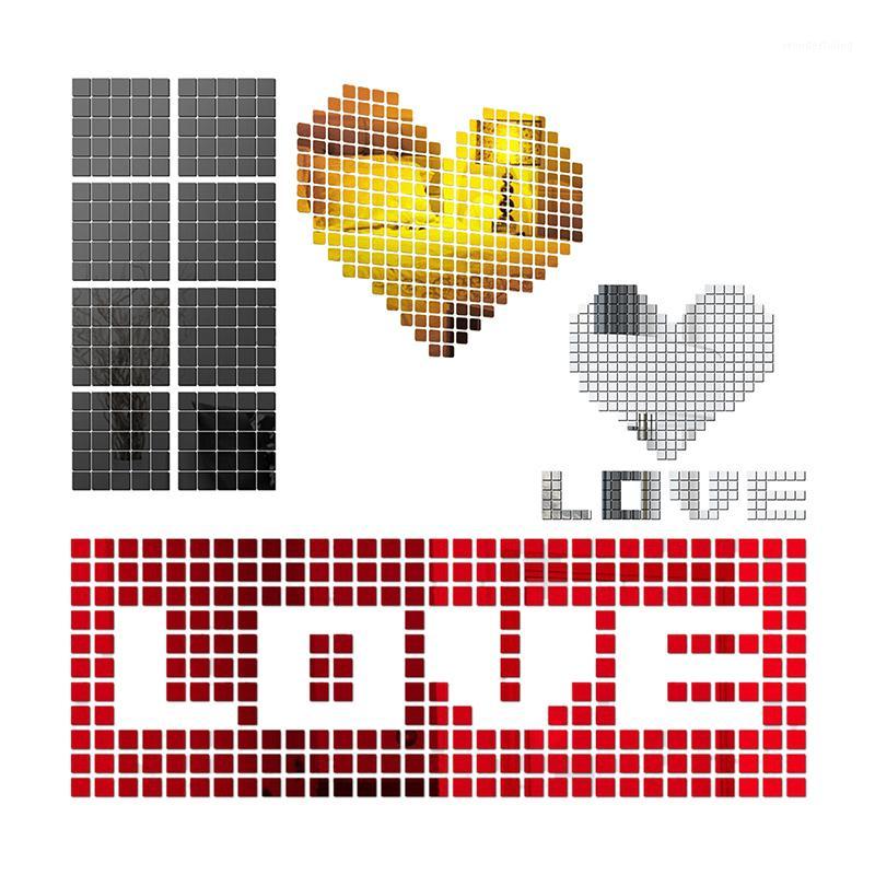 

100 Pcs/Lot Square Acrylic Mirrored Decorative Sticker Wall Art DIY Decoration Mirror Wall Stickers For Kids Rooms Home Decor1