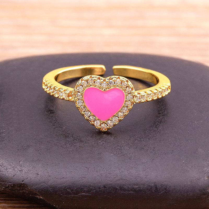 

Cluster Rings INS Shiny Candy Colors Zircon Dripping Oil Enamel Heart Love Sparkling Crystal Open Adjustable Ring Party Jewelry