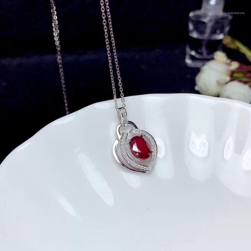 

exquisite red ruby gem necklace real 925 silver women collarbone necklace fine jewelry natural gem birthday anniversary gift1
