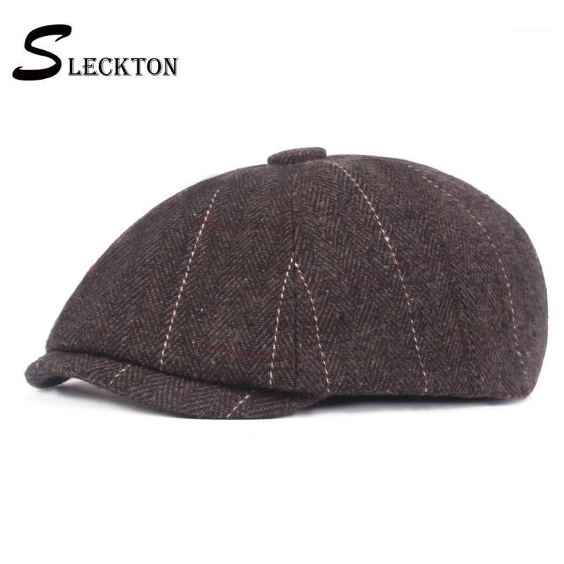 

SLECKTON Tweed Men Newsboy Caps Retro Berets Hat for Men's Casual Octagonal Hat France Casquette Unisex Hats Peaky Blinders1, Dark grey