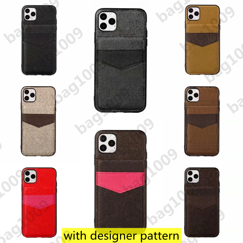 

Designer phone cases for iphone 13 12 11 pro max 12Mini XR XS 7/8Plus Brown leather cellphone case with holder card pocket Smasung S10 S9 S2