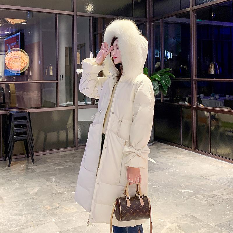 

web celebrity long down jacket whom accept waist han edition cultivate morality thickening big raccoon coat collars, Black