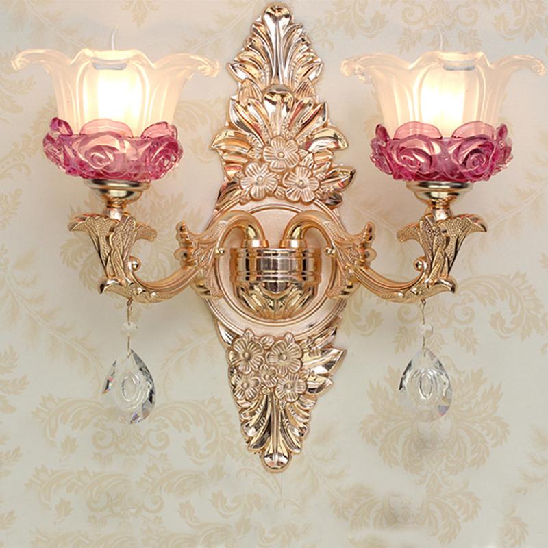 

New zinc alloy crystal wall lamp restaurant living room background wall lamp villa complex tower stair hotel room lights