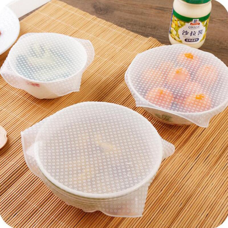 3x Silicone Seal Cover Reusable Wrap Stretch Film Kitchen Food Fresh Keep Pack