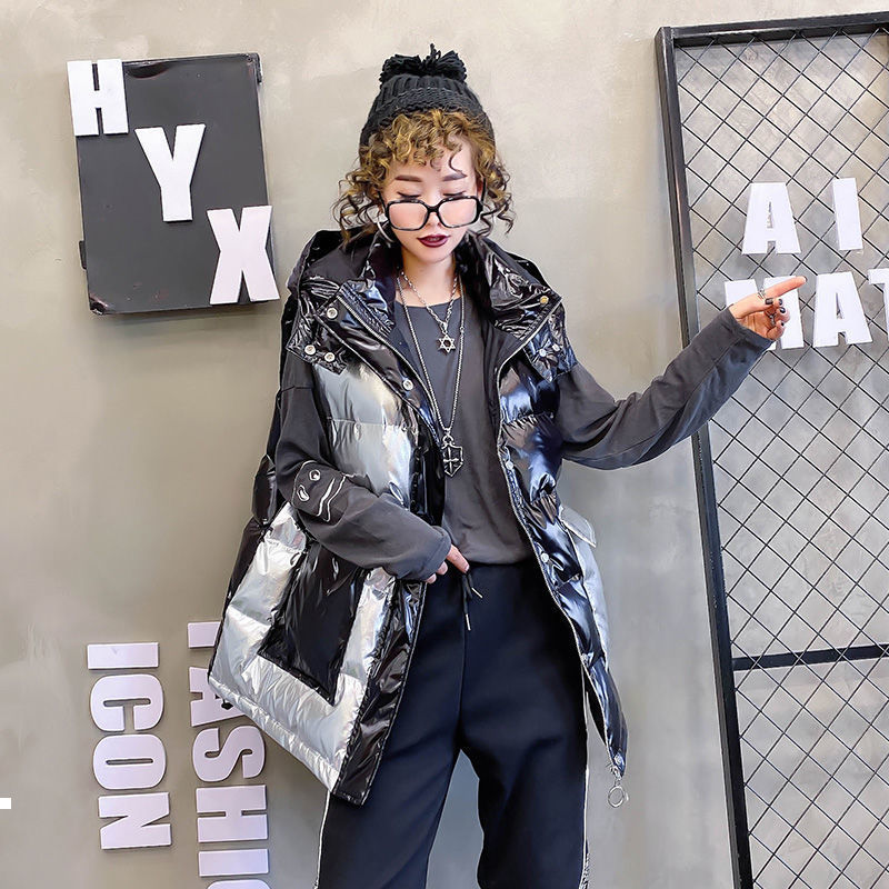

New Average 2021 female winter long shiny vest matching sleeveless hoodie quilted thick jacket y177 7O9P, Heise