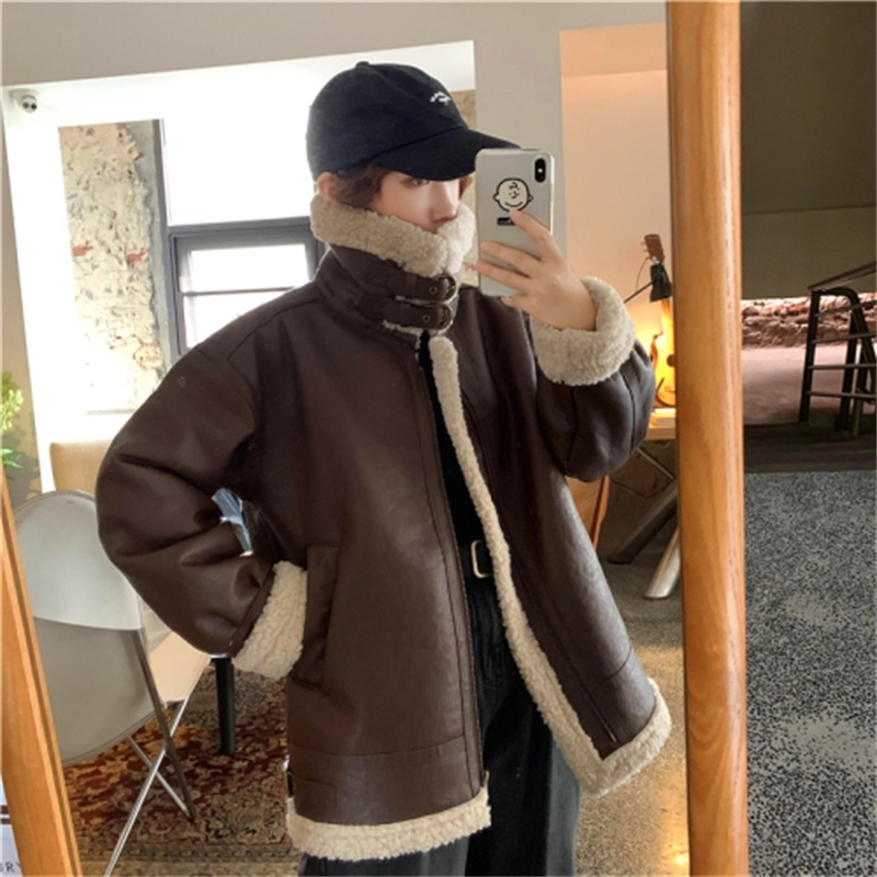 

Female Coffee Coat Fake Leather with Hot Thick Winter Ladies Oversized Collar Jacket V1qq, Black.