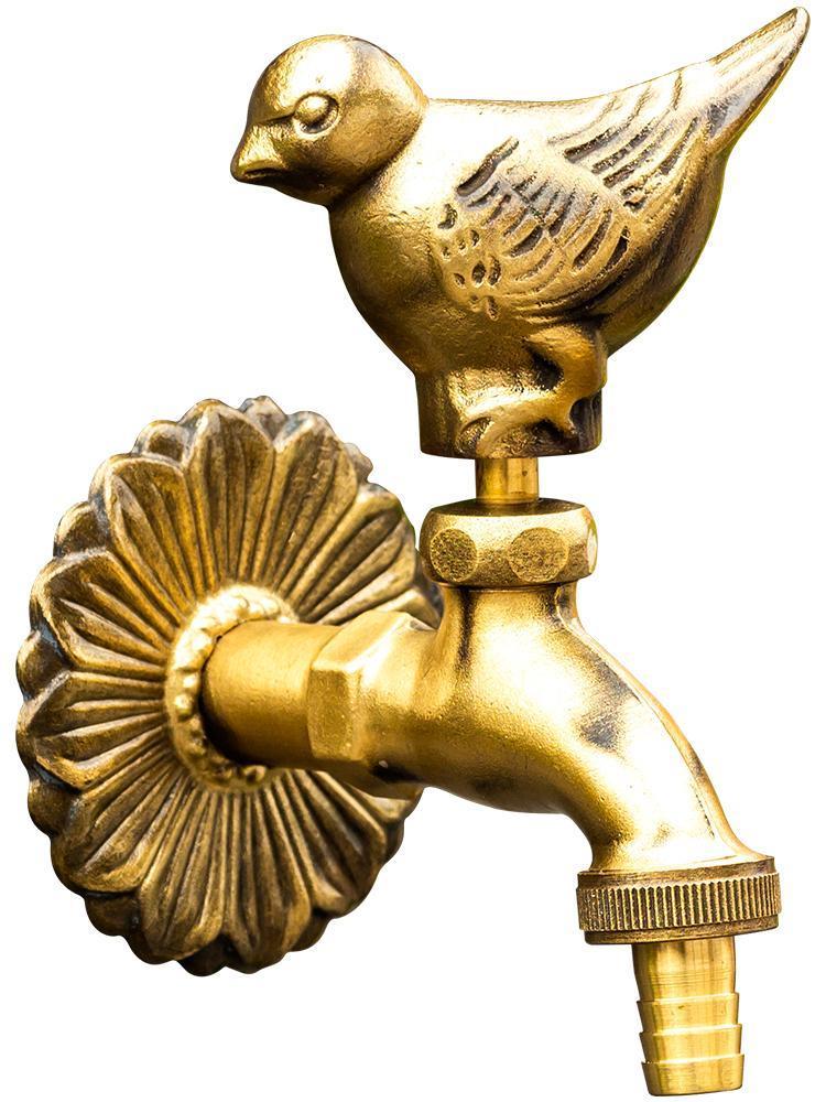 

Vintage Brass Green Bird Cool Water Faucet European Outdoor Home Garden Wall Decor Animal Figurines 20mm Single Water Faucet1