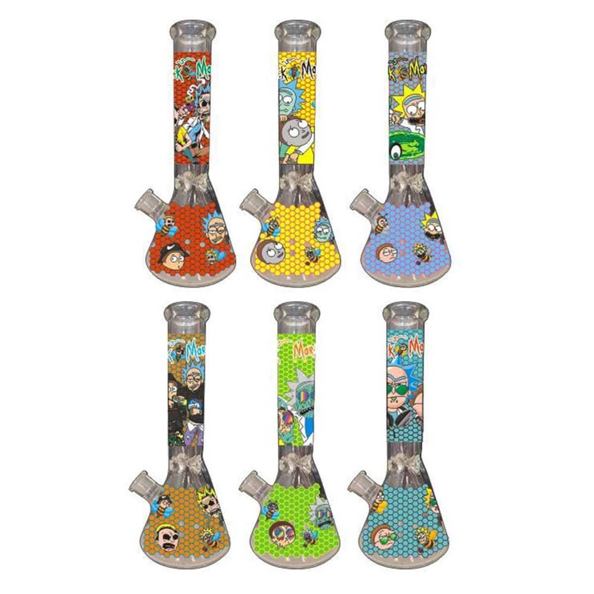 

Glow In The Dark Beaker 8 "Bongs With 14mm Joint New Design Glass Water Pipe Cool Hand Painting Dab Rig Oil Rig Hookahs FY2356