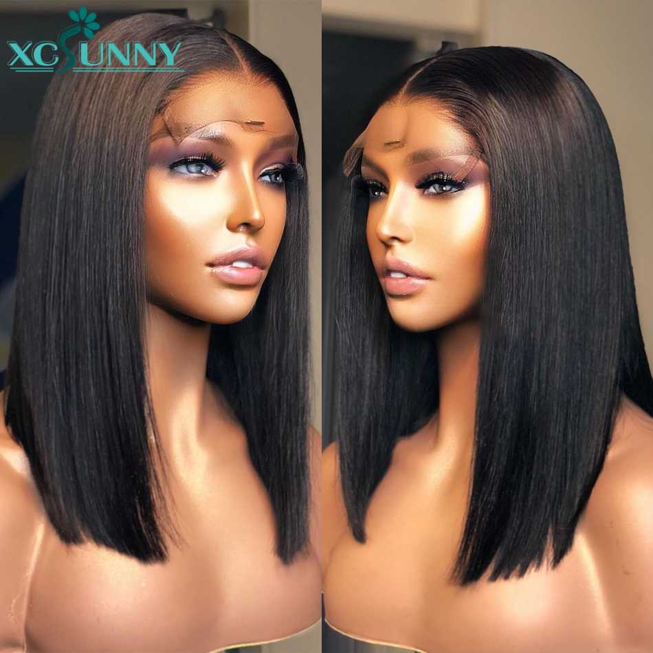 

Straight Bob Lace Front Wigs Human Hair 13x4 Frontal Wig Short 4x4 Lace Closure Wig Remy Brazilian Hair For Women xcsunny, 4x4 closure wig