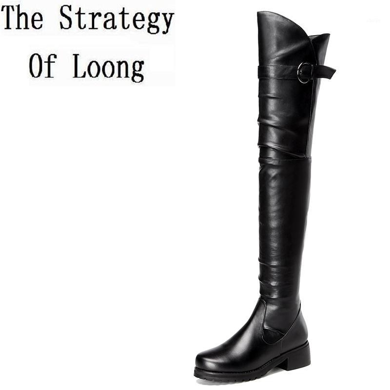 

Cow Leather Pleated Zip Women Spring Autumn Long Boot Real Leather Pure Color Anti Skid Buckle Flat Over The Knee Boots ZY1710271, Black