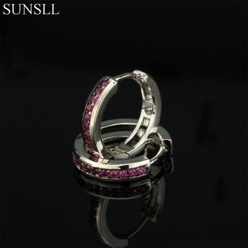 

SUNSLL Silver Color Copper Pins Multicolor Cubic Zirconia Hoop Earrings Women's Fashion Party Jewelry Cobre CZ Brincos