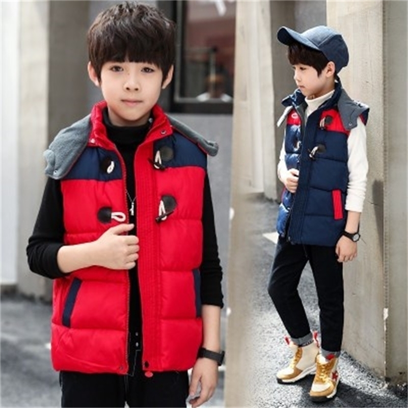 

NEW Christmas Children Waistcoat Kids Outerwear Winter Boys Waterproof Hooded Vest Baby Boys Girls Thick Warm Vest Coats 201106, Khaki