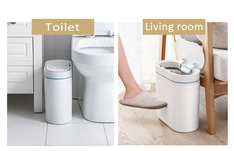 Smart Sensor Trash Can Automatic Bathroom Toilet Waterproof Narrow Seam