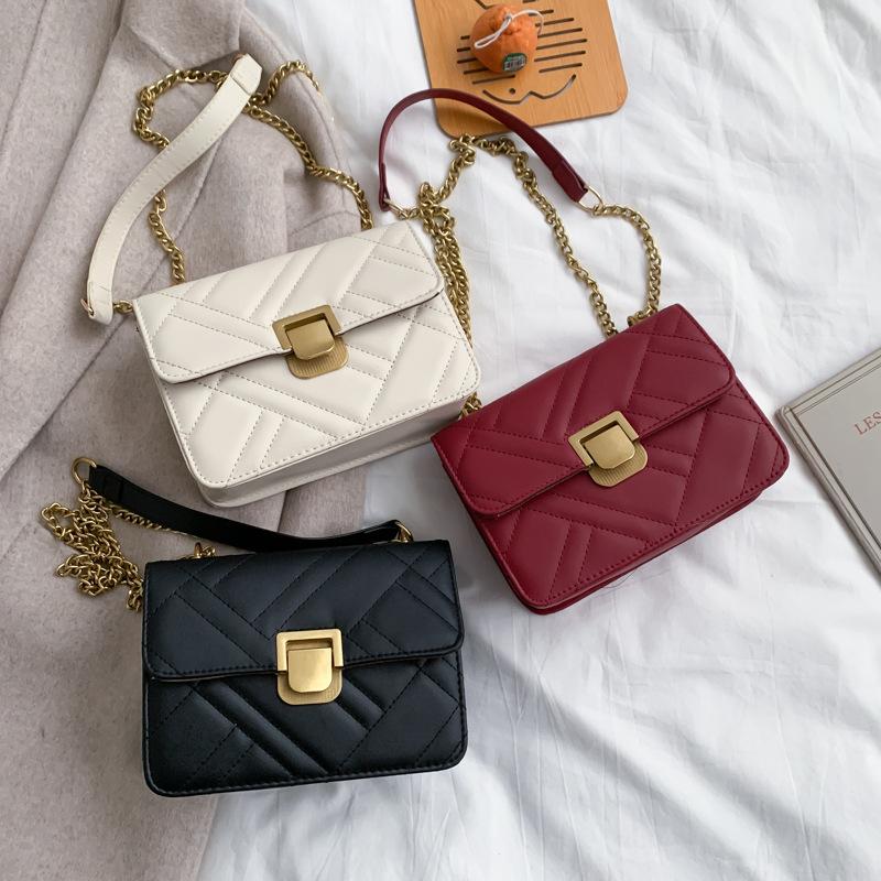 

Ins small bag girl 2021 autumn/winter new fashion sloping chain bag trend 2021 ocean gas one-shoulder small square, Black