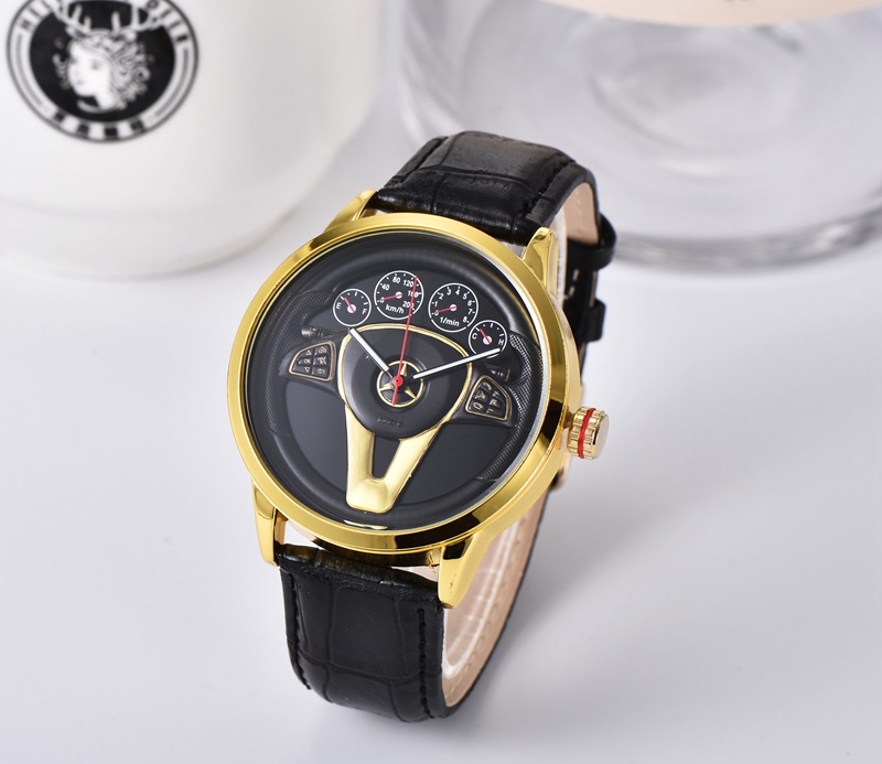 

2021 New high quality men Luxury Watches Three stitches series mens quartz Watch European Top brand steel Strap clock Fashion Car steering wheel Men's gift Two