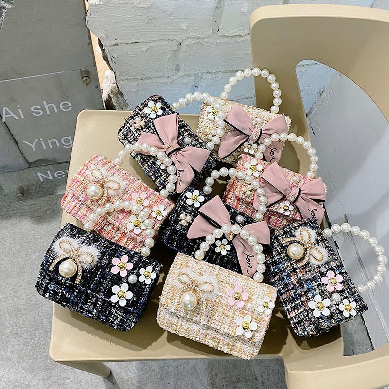

Korean Style Kids Mini Purses and Handbags Cute Girls Princess Messenger Bag Little Girl Party Pearl Hand Bags Baby Purse Gift, Pearl black