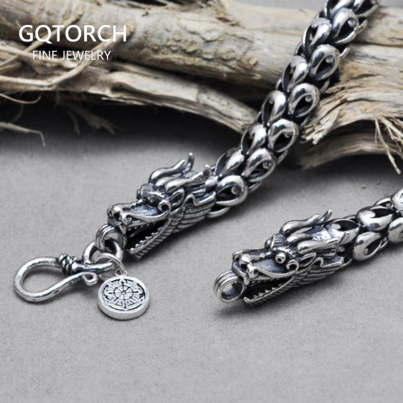 

Chains 925 Sterling Silver Dragon Scales Necklaces Sweater Chain For Men Original Handmade Vintage Thai Accessories 2021