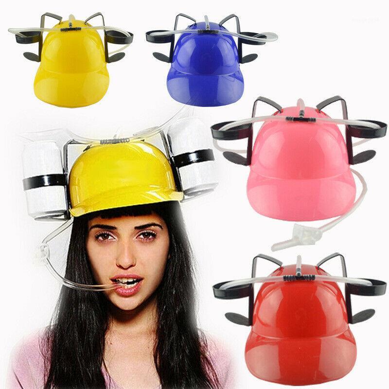 

New Women Men Beer Soda Drinks Guzzler Helmet Drinking Hat Caps Black Party Game Hat For Adult1