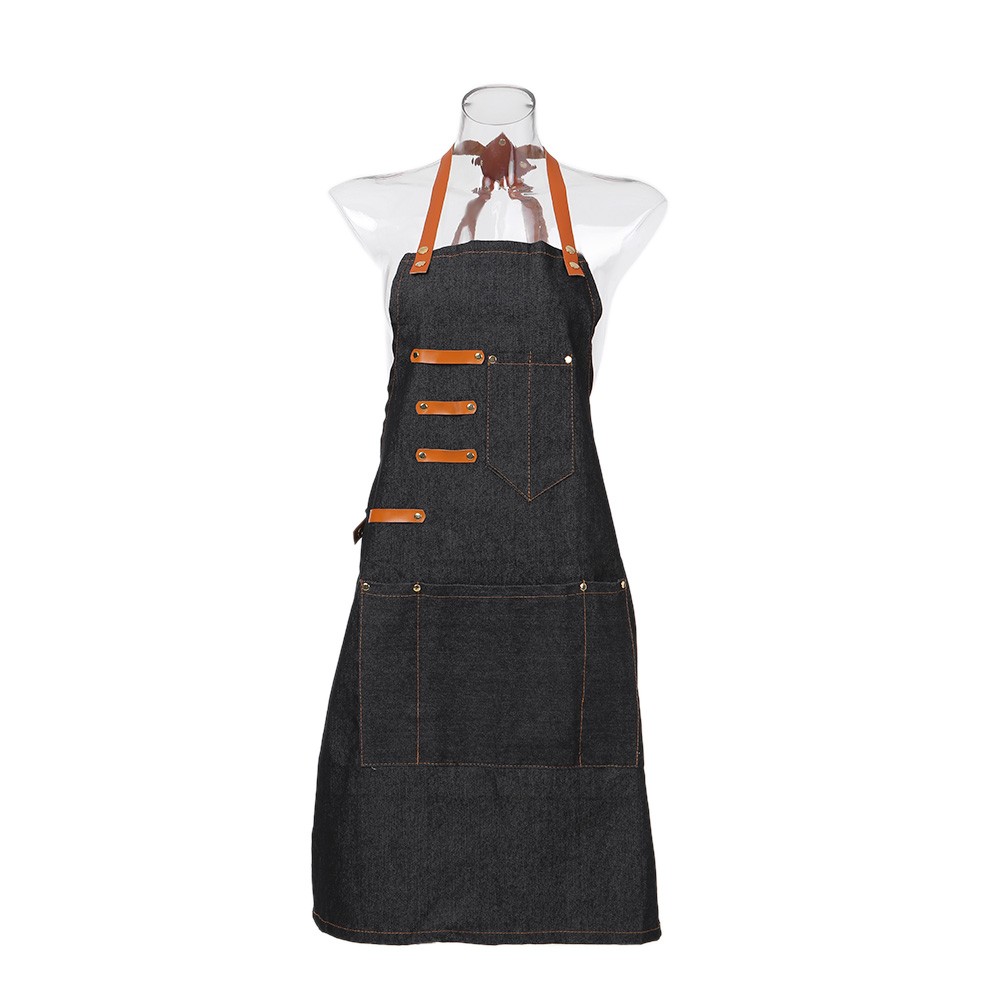 

Hair Dresser Salon Apron with 5 Pockets Hairdressing Cape Hair Cloth Cutting Dyeing Cape for Barber Shop Black Jean W10068