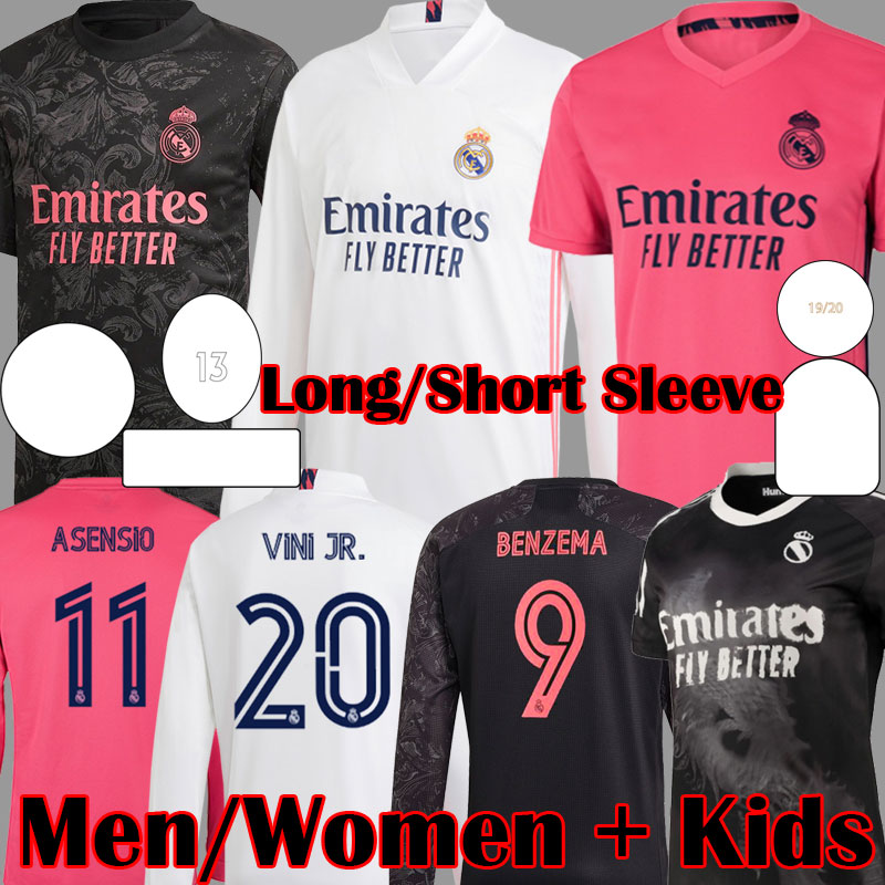

2020 2021 New Real Madrid Long Sleeve HUMAN RACE COLLECT Soccer Jerseys SERGIO RAMOS ASENSIO MARCELO VALVERDE Women football shirt Kids Kits, Kids away