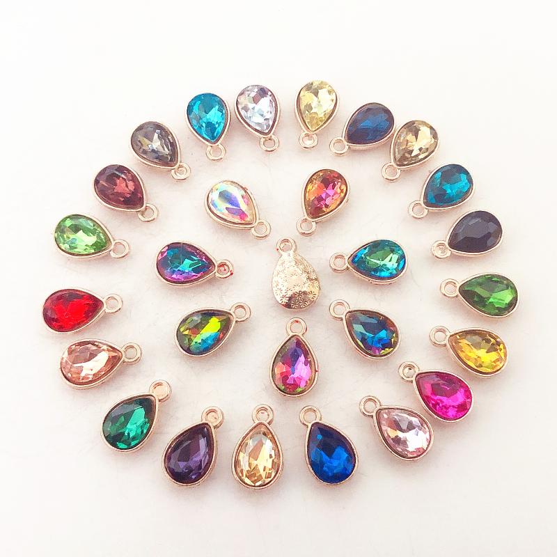 

10pcs rose gold waterdrop Charm Crystal Pendant beaded Jewelry Findings