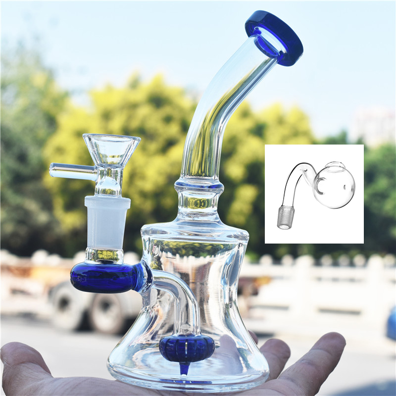 

New arrival 6.7" Glass Bong Water Pipes Colorful Heady Dab oil Rigs Small Bubbler Hookahs Beaker Bong with 14mm glass oil burner pipe