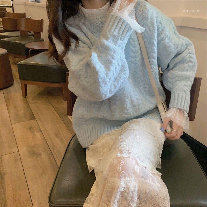 

2020 autumn and winter new women' ladies' fragrance suit autumn fashion temperament foreign style sweater skirt two-piece set1, Army green